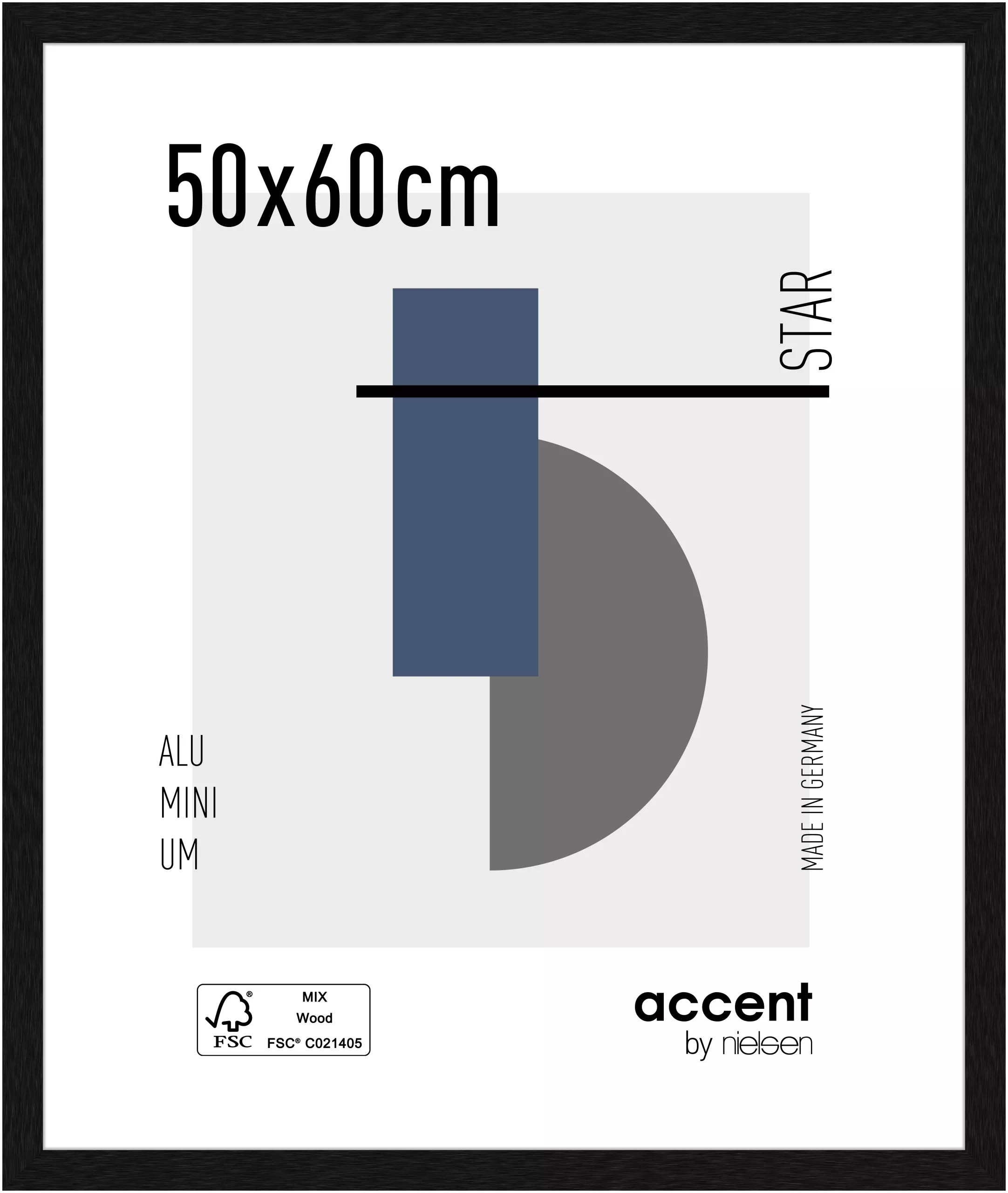 Alu-Wechselrahmen Star Schwarz 50,0 x 60,0 cm