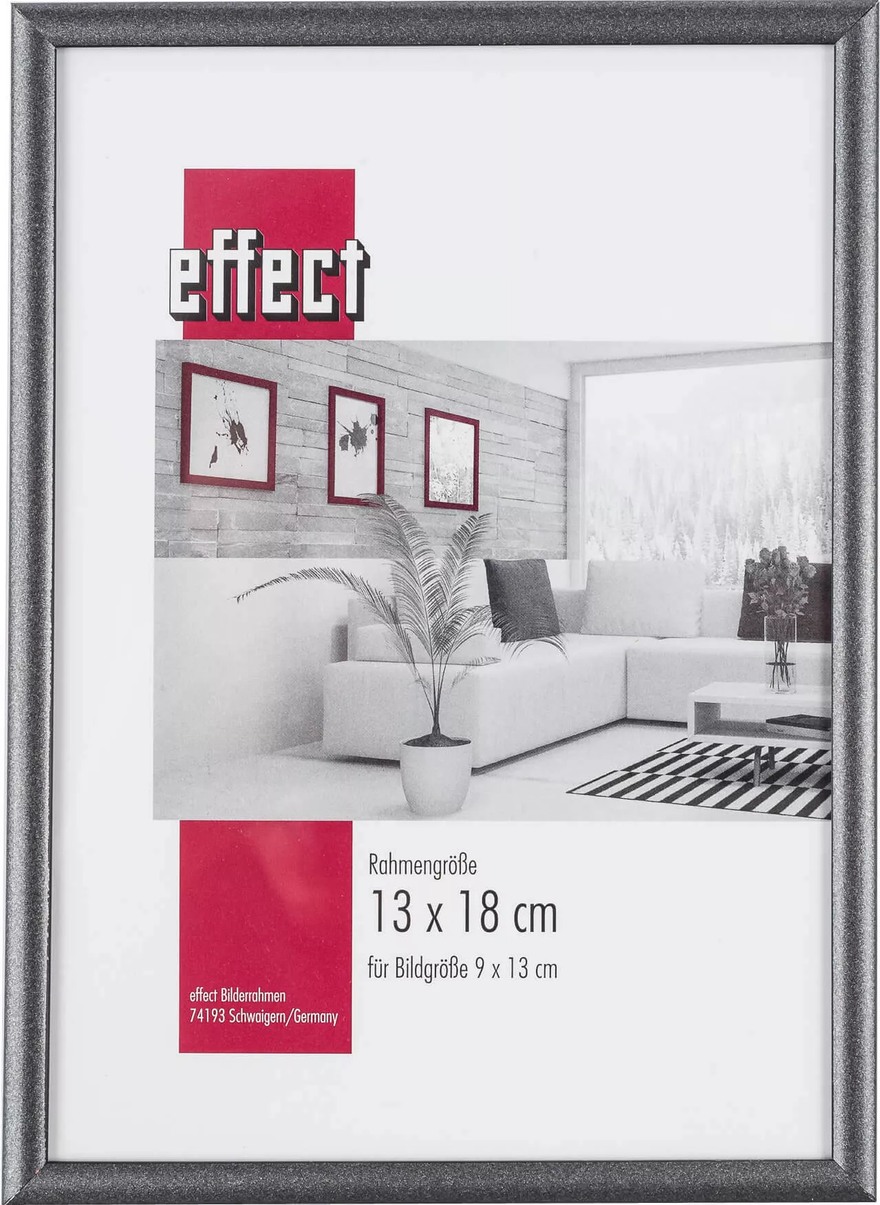 Kunststoff-Bilderrahmen "Art effect" Normalglas anthrazit 10,0x15,0cm