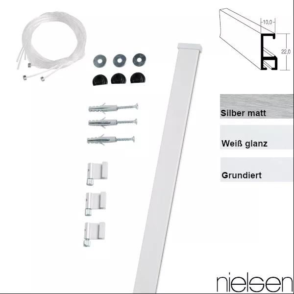 Nielsen Galerieschiene Economy 1,5m, incl. Zubehör