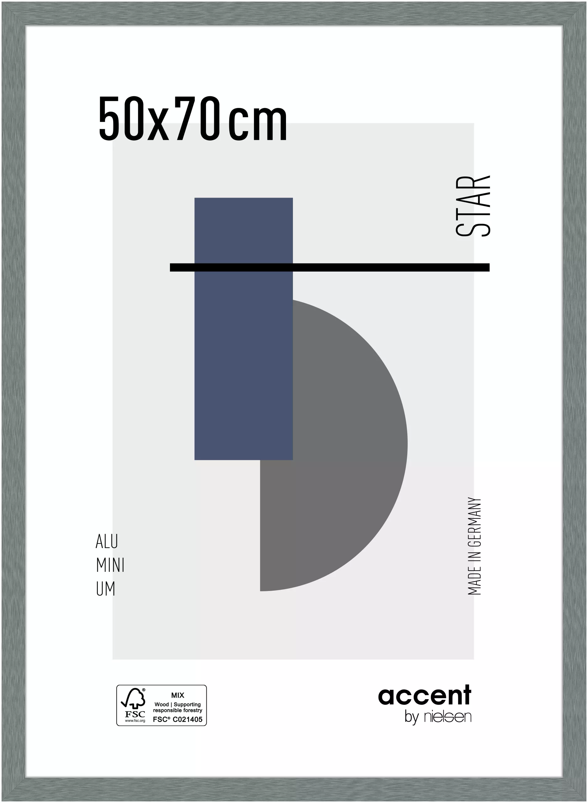 Alu-Wechselrahmen Star Grau 50,0 x 70,0 cm